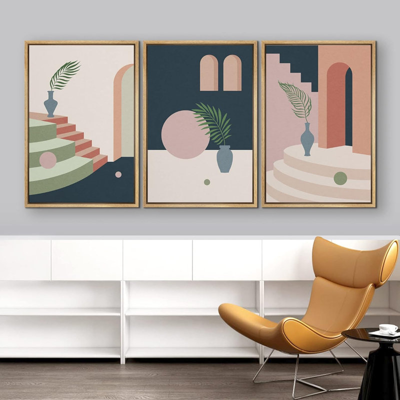Forme Mid-Century 3 pièces, H 24 po x l 48 po, Naturel