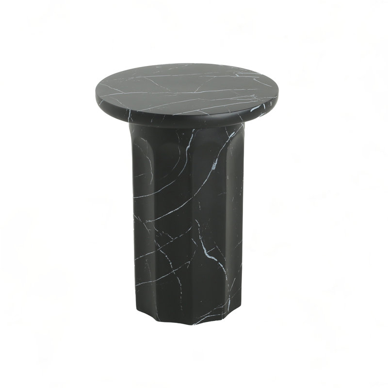 Table d'appoint d'extérieur en béton noir effet marbre léger