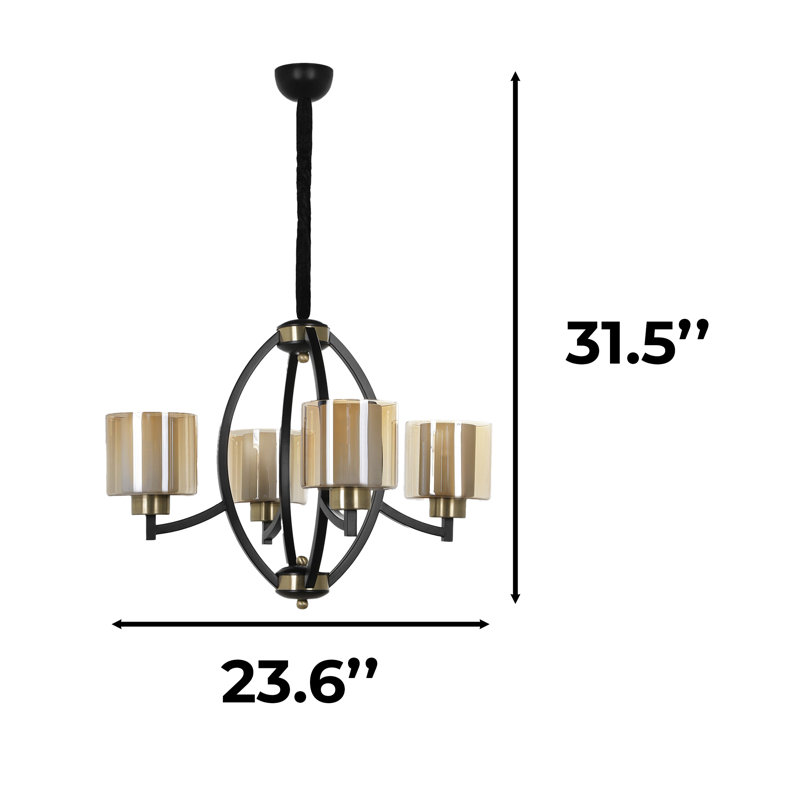 Adjustable Height Metal Body Glass Cap Classic/Traditional Chandelier