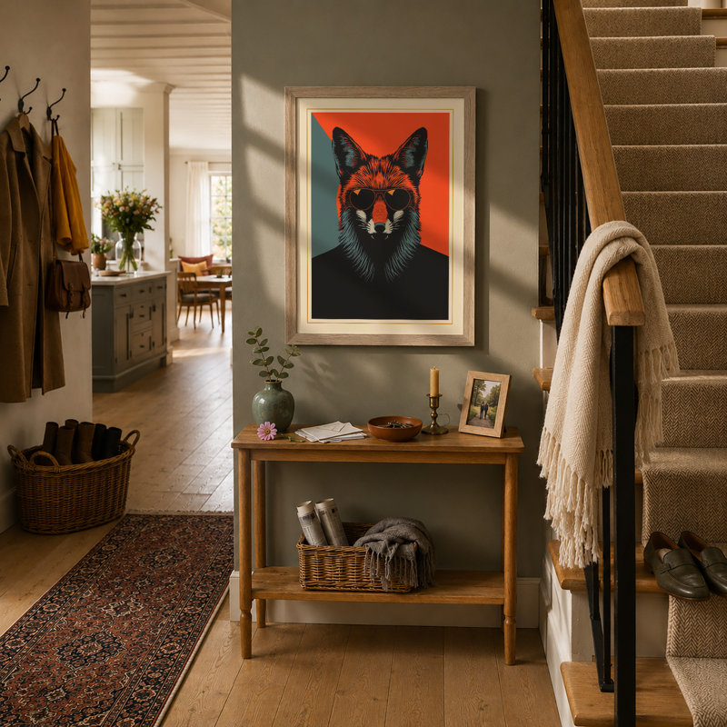 Fox-Headed Figure Modern - Framed Print, Oak, A3 - 42.0 x 29.7 cm