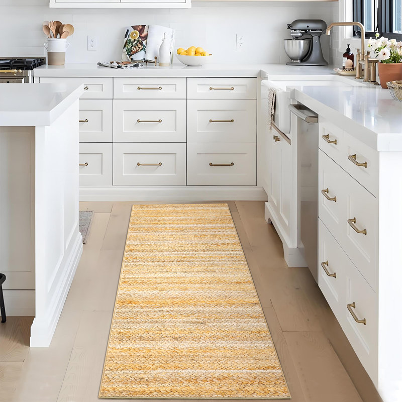 Tapis moderne neutre lavable pour le salon de la chambre à coucher, Tanné, Runner 2' x 6'