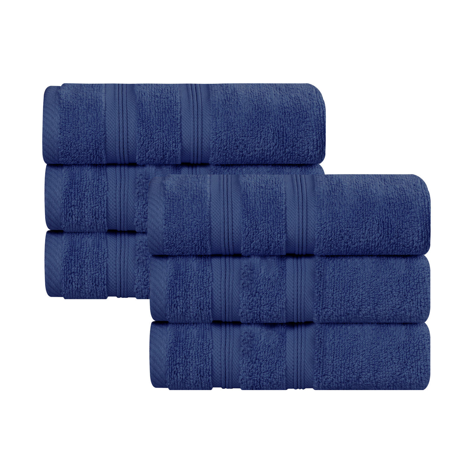 6-Piece Zero-Twist Quick-Dry Cotton Towel Set, Navy Blue