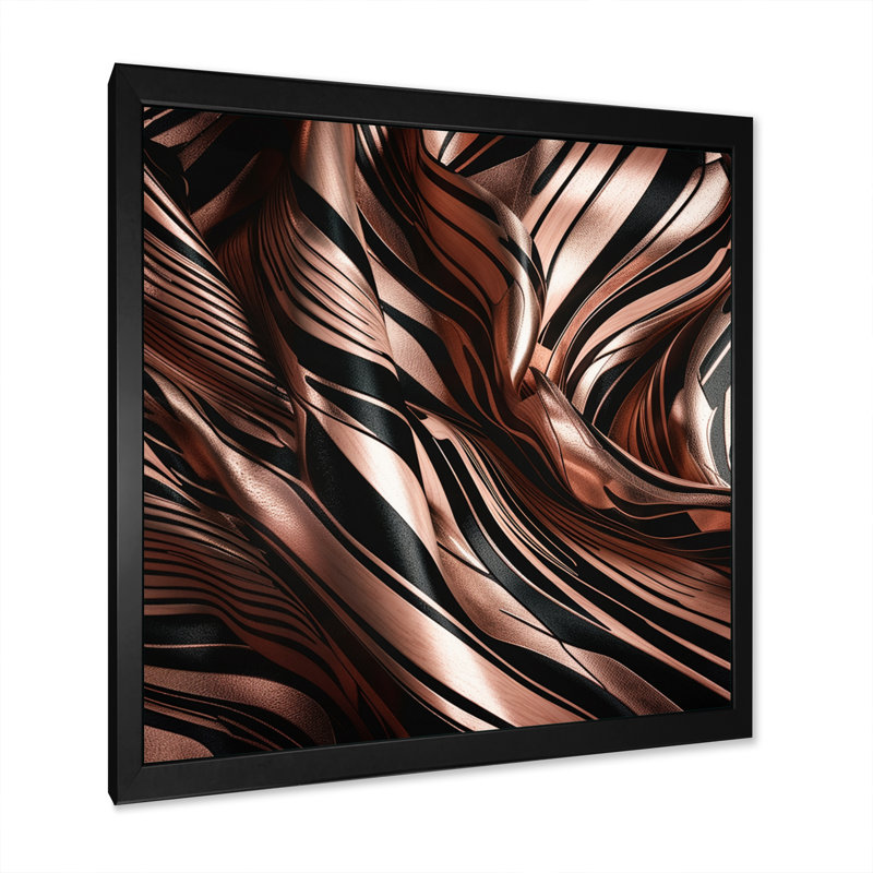 Rosegold embrassant l'essence des lignes IV - Abstrait art mural en marbre, H 16 po x l 16 po x P 1 po