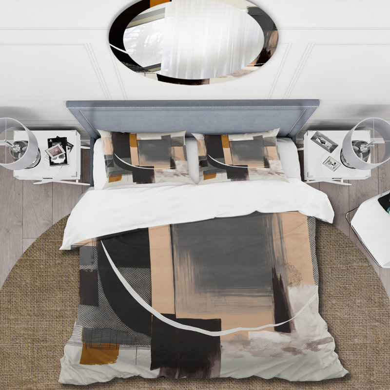 Warm Watercolor Abstract II - Ensemble de housse de couette abstrait - Microfibre de polyester