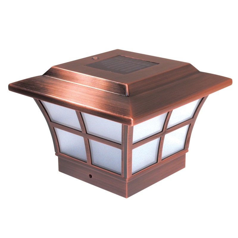 Prestige Solar Powered Integrated LED Fence Post Cap Light 4 in. x 4 in. with Base Adapter Included, Copper