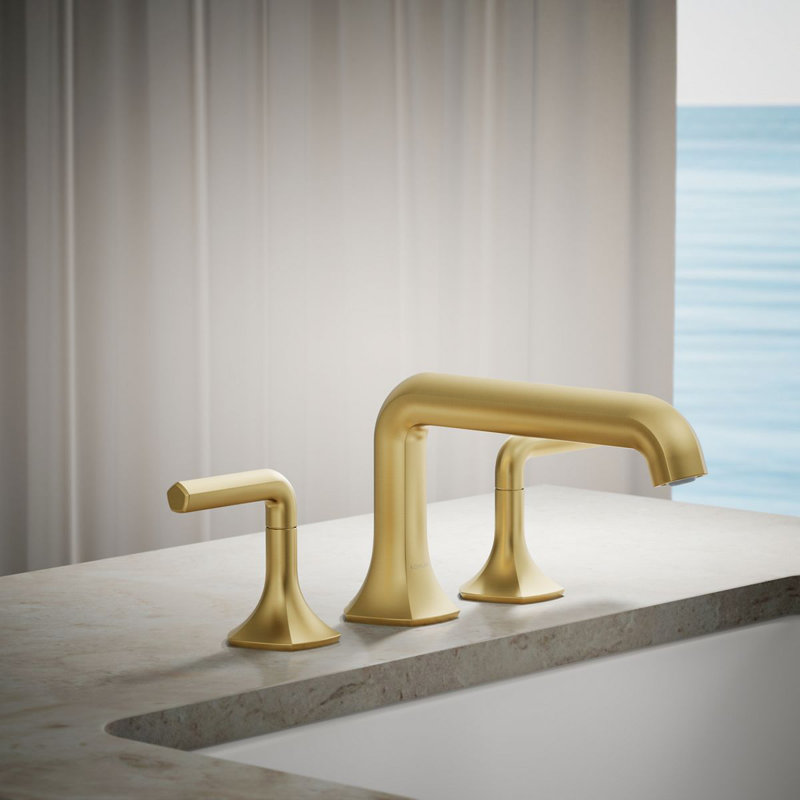 Occasion Deck-Mount Bath Spout With Straight Design, Vibrant Brushed Moderne Brass