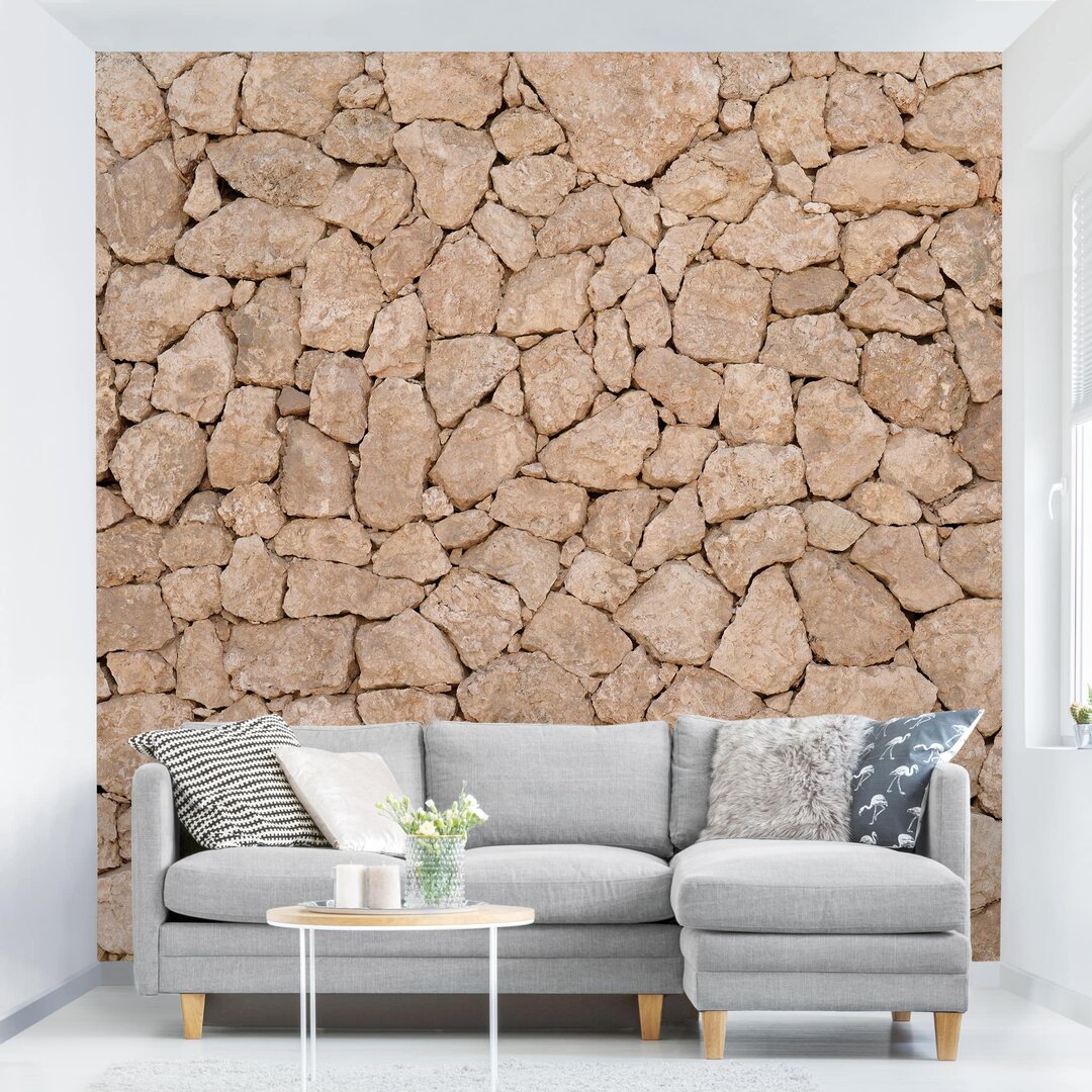 Strukturierte Fototapete Apulia Stone Wall – Old Large Stone Wall 3,36 m x 336 cm