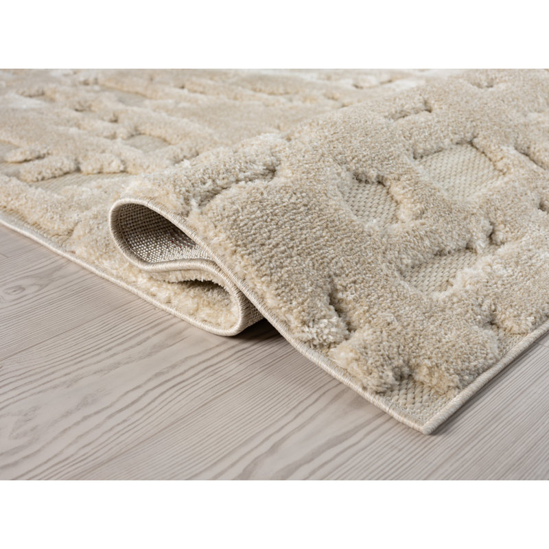 Oheneba Collection Modern Abstract Beige Area Rug, Rectangle 8' x 11'