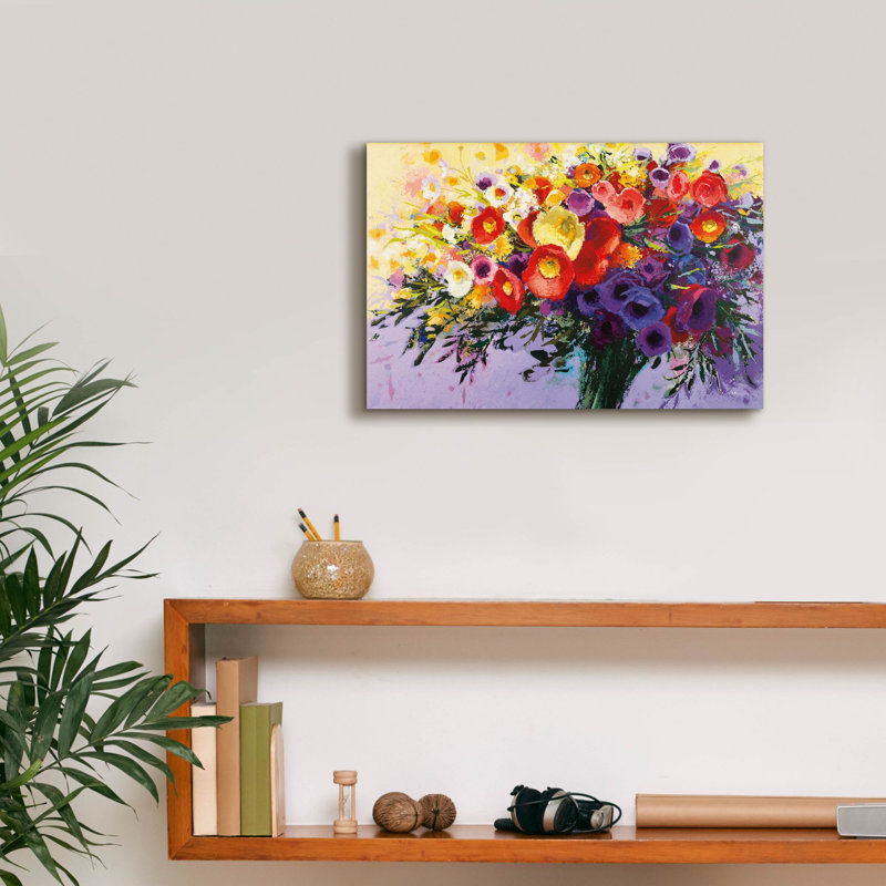 «Wild And Flowery» par Shirley Novak, art mural sur toile, H 12 po x l 18 po x P 0,75 po