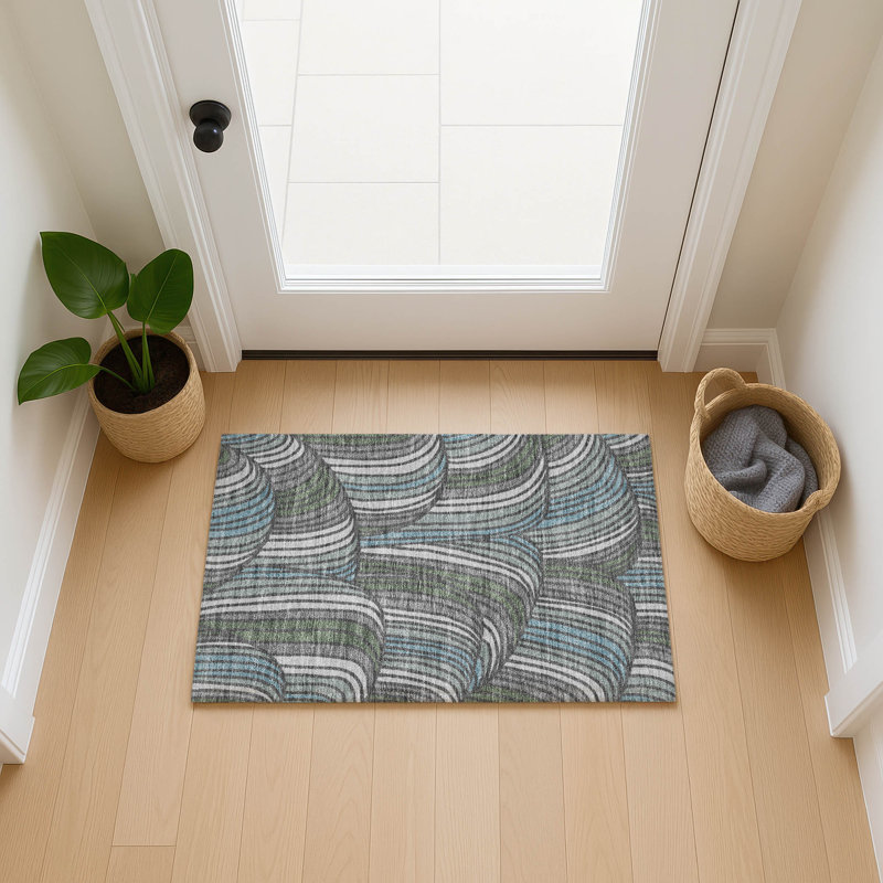 Tapis mid-century moderne lavable à la machine intérieur / extérieur Chantille ACN2546, 1 pi 8 po x 2 pi 6 po