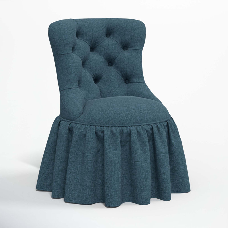Minnie Upholstered Side Chair, Zuma Navy Textured Linen