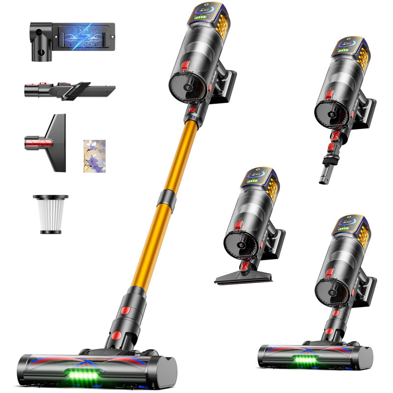 Cordless Vacuum Cleaner,50Kpa 600W 65Mins Vacuum Cleaners For Home,Stick Vacuum With LED Display &Anti-Tangle Brush And Self-Standing Design,Vacuum Cleaner For Hardwood Floors,Carpet,Pet Hair,Car