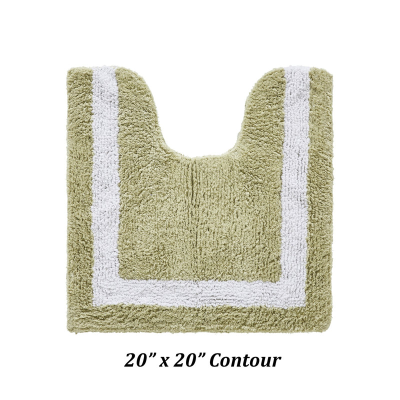 Widman 100% Cotton Tufted U-Shaped Contour Bath Rug, Soft & Super Absorbent, Machine Washable Bathroom Toilet Contour Rug, 20" x 20", Beige Sage/White