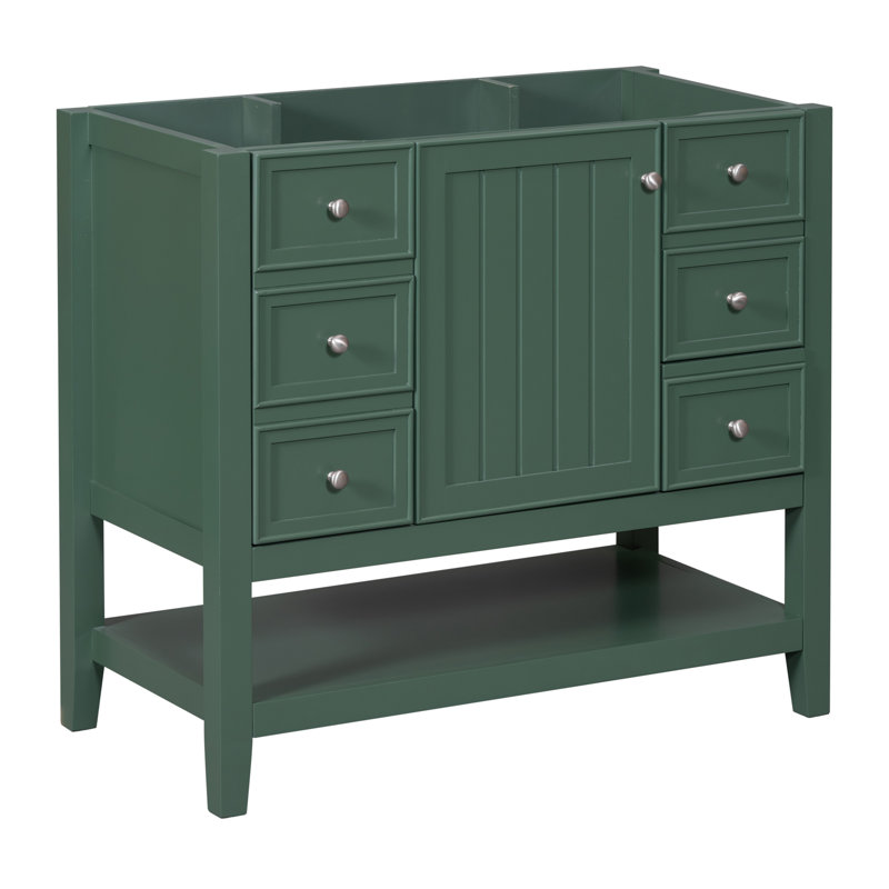 36" Green Painted Freestanding Bathroom Vanity with Drawers
