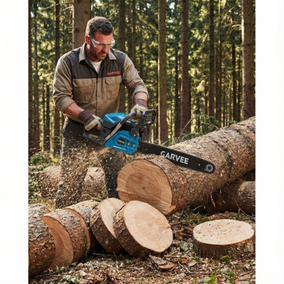 Powerful Gas Chainsaw for Professional Yard Maintenance – Manual Operation, Durable Hand Tool Set, Ideal for Tree Cutting and Landscaping – 5200 Blue