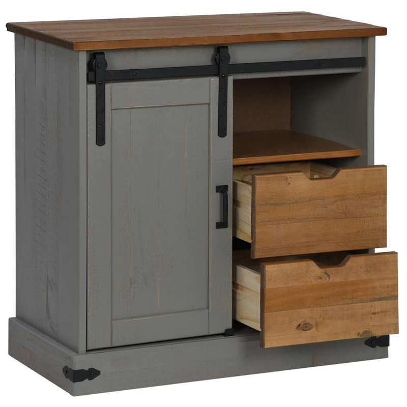 Sideboard HALDEN With Sliding Door 80X40x80 Cm Solid Wood, Grey