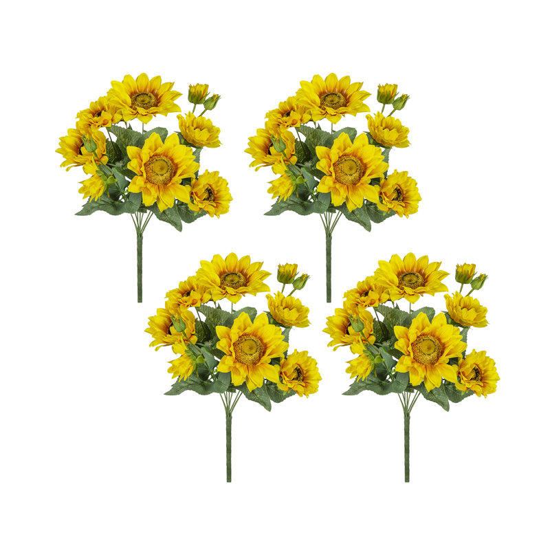 Arbuste de tournesol artificiel jaune 10,2 x 11 x 18,9 po x 9,4, Jaune