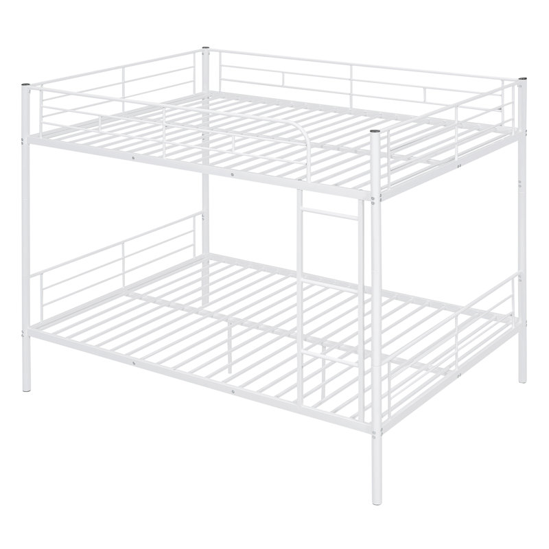 Calista Contemporary Metal Bunk Bed With Iron Frame And Chrome Finish, White, Full over Full