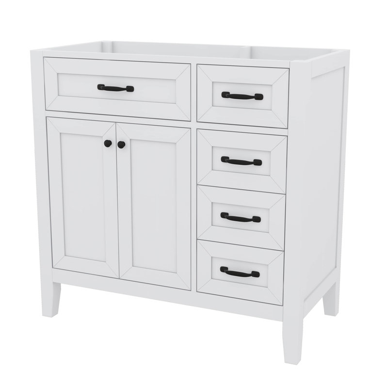 Meuble-lavabo simple 36 po avec tiroirs pratiques, Blanc