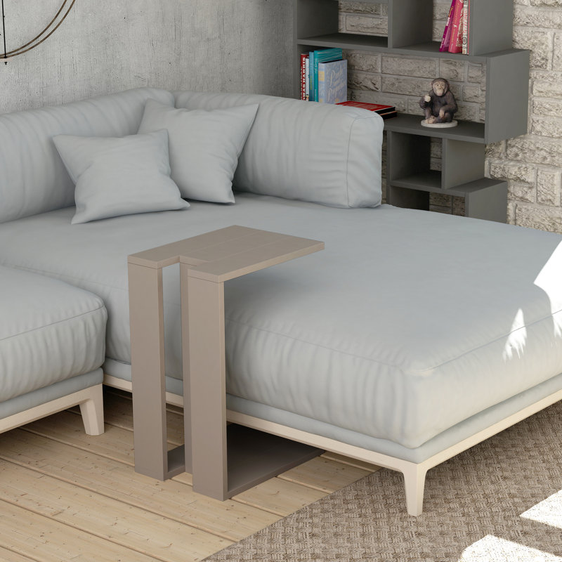 Madelyn Modern Compact C Shape Side Table, Light Mocha