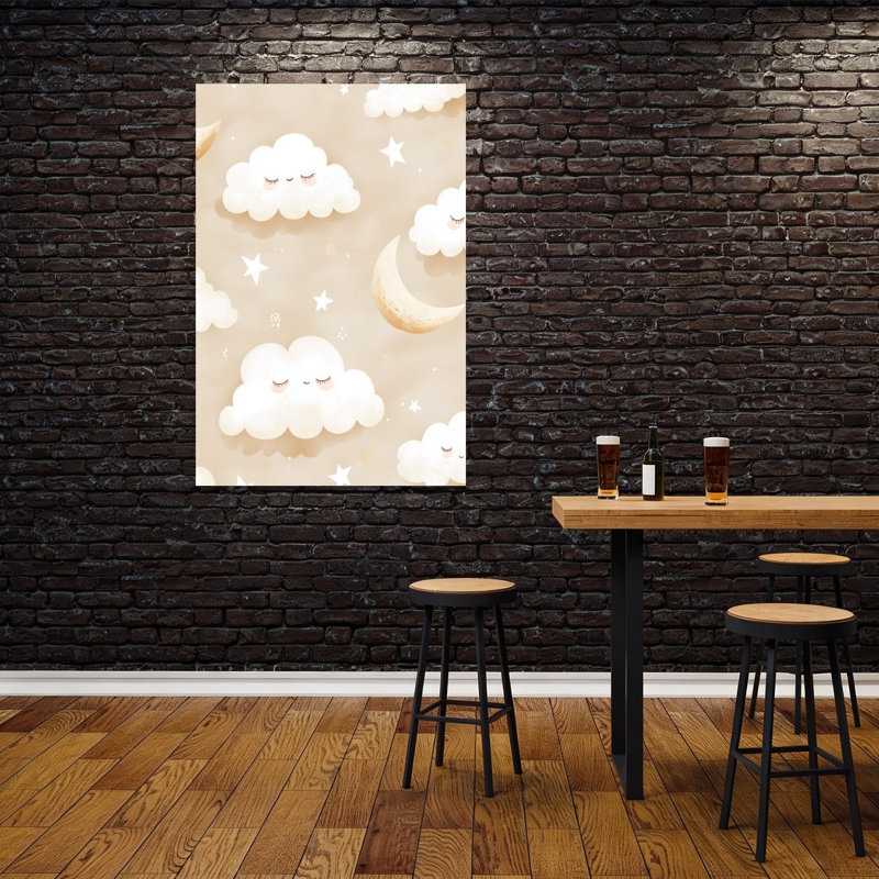 Sleepy Clouds And Stars Dreamy Peaceful Abstract Landscape Nature Wall Art Print 1 Piece Wrapped Canvas Wall Art