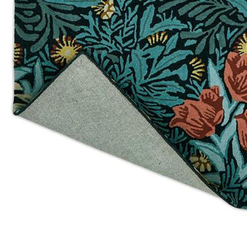 Wool Floral Area Rug, Rectangle 4'7" x 6'7"