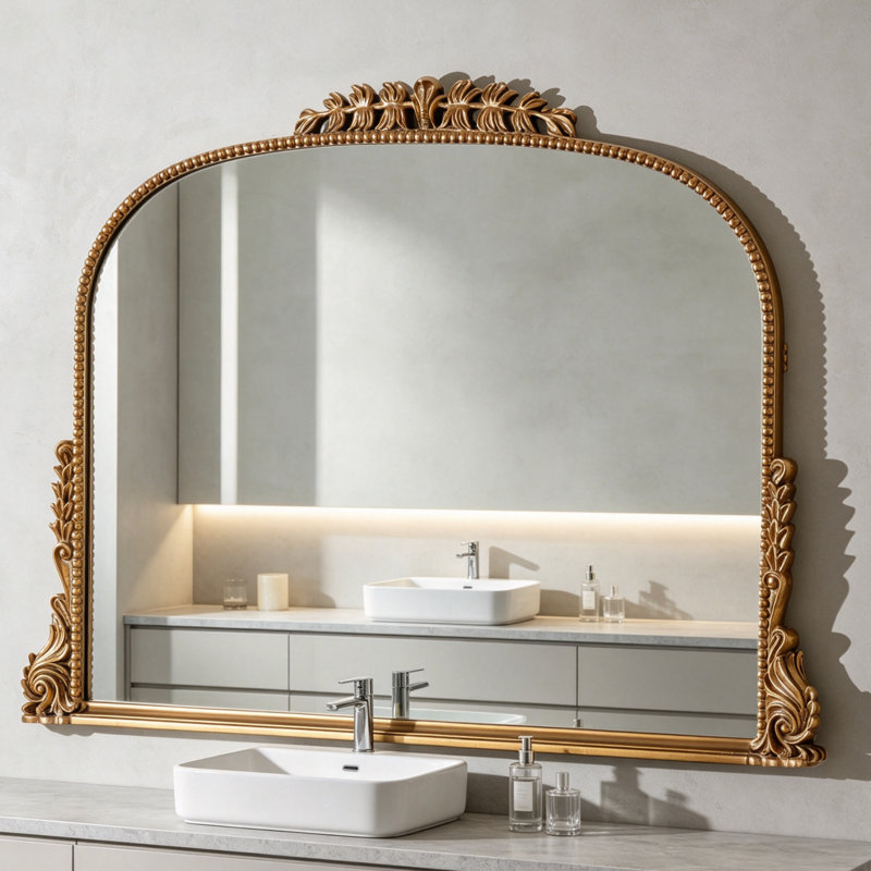 Arch PU Wall Mirror, Antique Gold