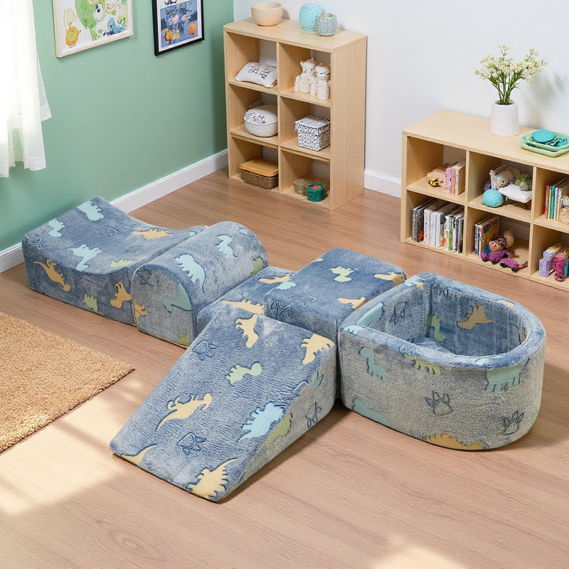 Compression Modular Play Couch, 5-In1 Modular Sectional Playing Sofa, Versatile Sofa For Playroom Bedroom, Convertible Foam And Floor Cushion