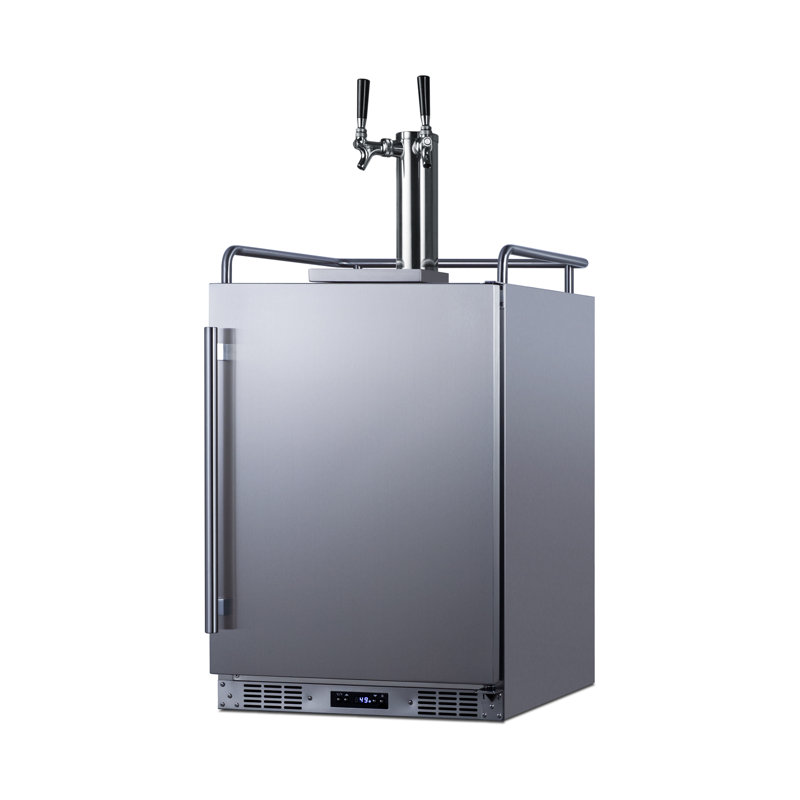 Summit Appliance 5.6 cu. ft. Stainless Steel Dual Tap Half Barrel (Full Size) and Quarter Barrel Built-In Kegerator and Freestanding Kegerator with Door Lock and Adjustable Temperature for Commercial Use