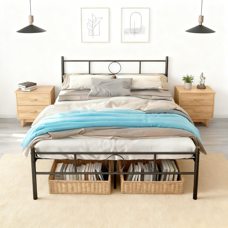 Metal Bed, Black, Double (4'6)