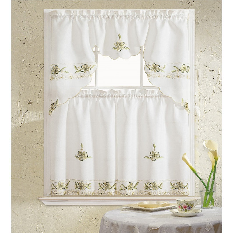 Polsky Floral Swag Kitchen Curtain, Sage