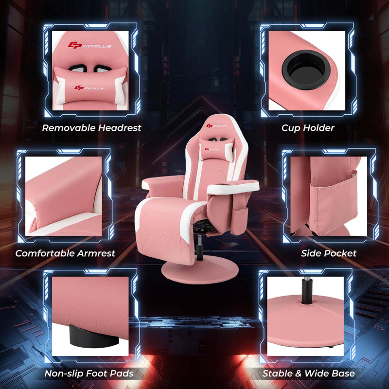 Inbox Zero Goplus Massage Gaming Recliner Height Adjustable Racing