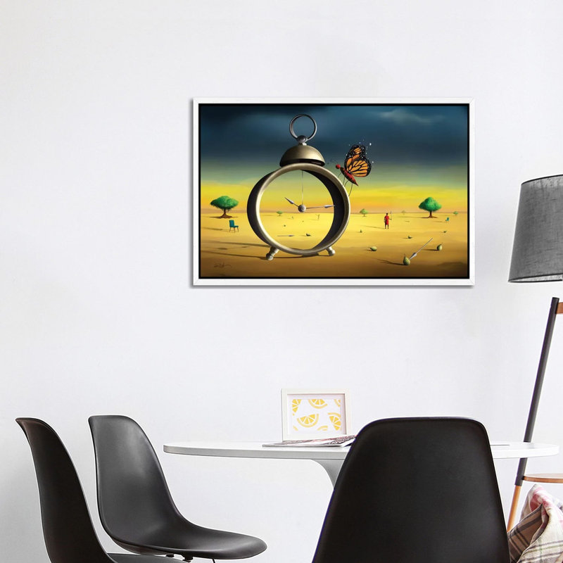 Cena Com Despertador (Scene With Alarm Clock) by Marcel Caram - Print on Canvas, 101.6 cm H x 66.04 cm W, White Framed