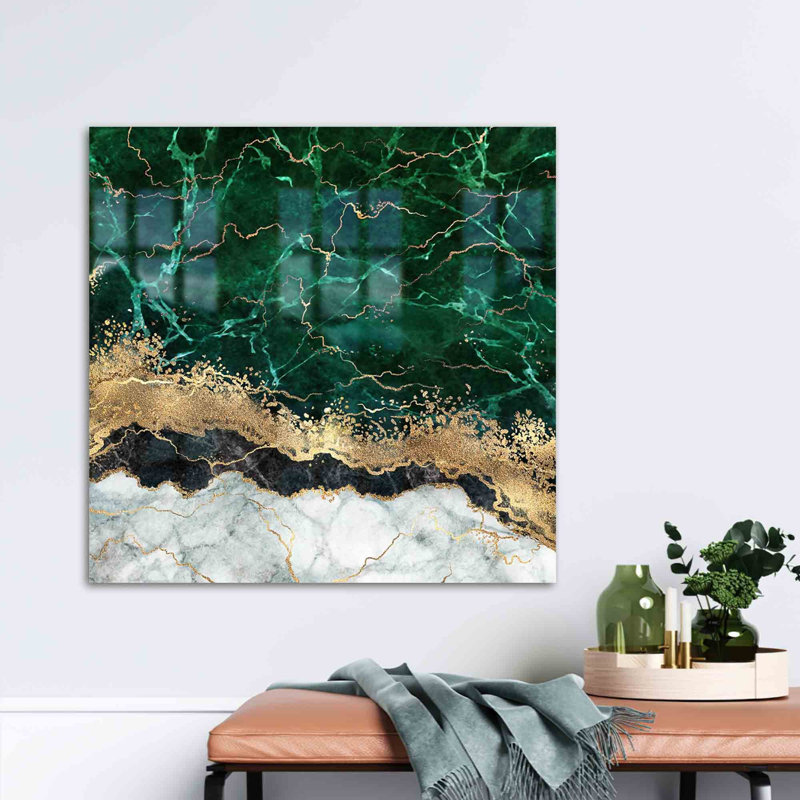 Art moderne à l'encre alcoolisée sur verre marbré présentant un design luxueux pour une décoration murale dans une œuvre d'art remarquable