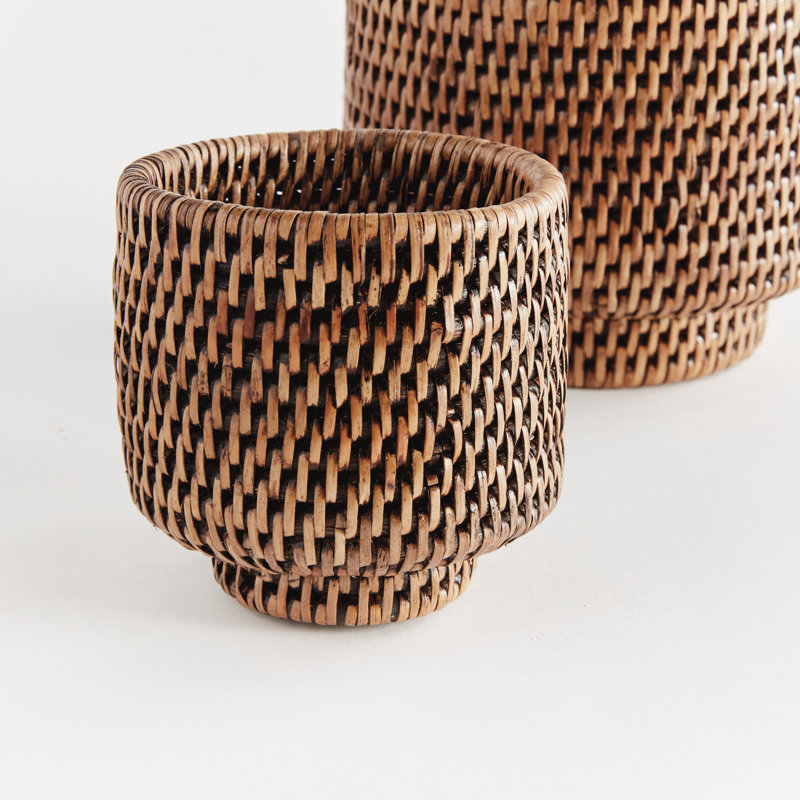 BURMA RATTAN CACHEPOTS SMALL, Brown