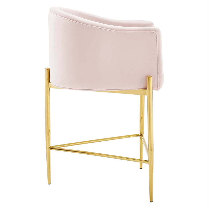 Tabouret de comptoir performance en velours capitonné Savour, Tabouret de comptoir (siège d'une hauteur de 26 p, Rose