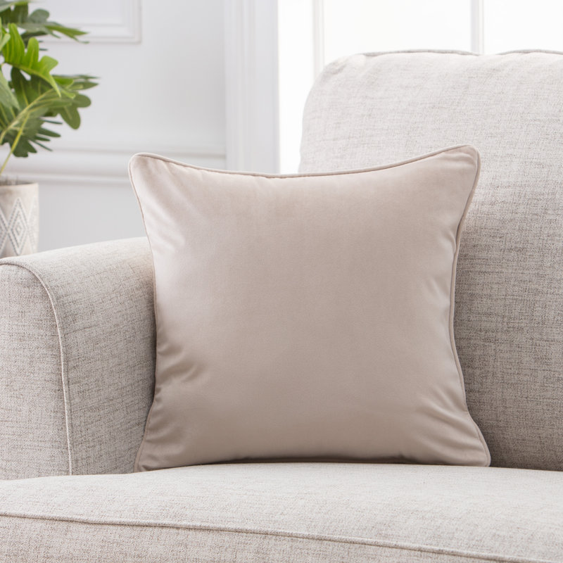 Housse de coussin décoratif en velours de couleur unie Chanasya Holland, 18" x 18", Blanc cassé