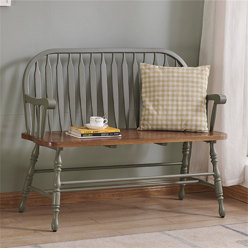Banc en bois massif de style américain, Gris / brun noisette