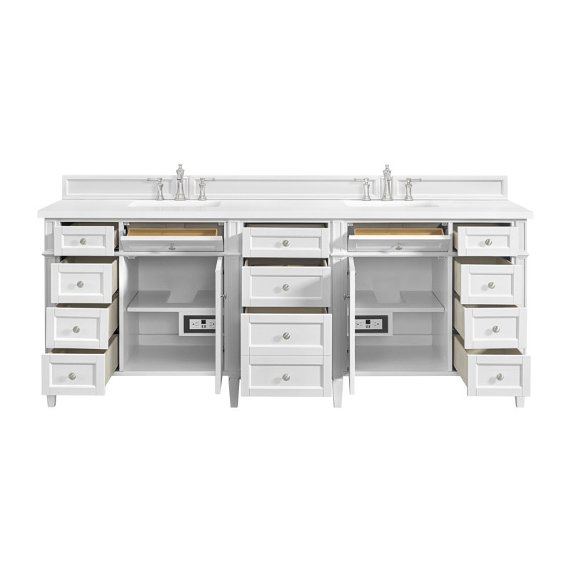 Brittany 84'' W Double Vanity, White Zeus