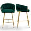 Tabourets de bar de 66 cm (26 po) en velours, hauteur de comptoir, avec dossier et repose-pieds incurvés en tissu tissé-541875778-541875785