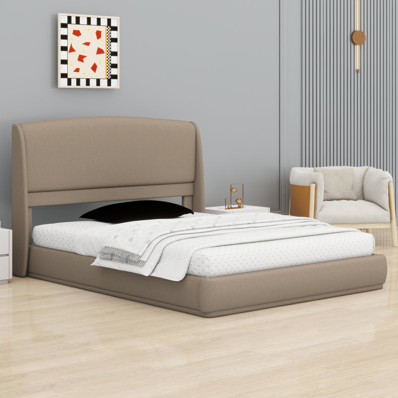 Structure de lit plateforme tapissier, Brown