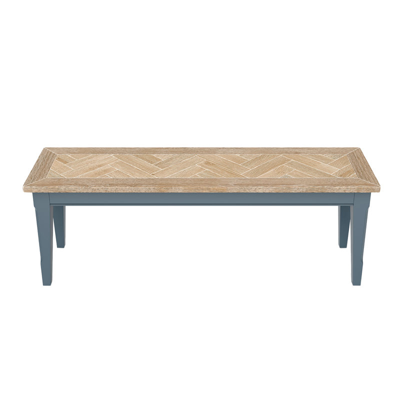 Kusilvak Wood Bench, Blue/Brown, 45cm H x 130cm W x 35cm D 