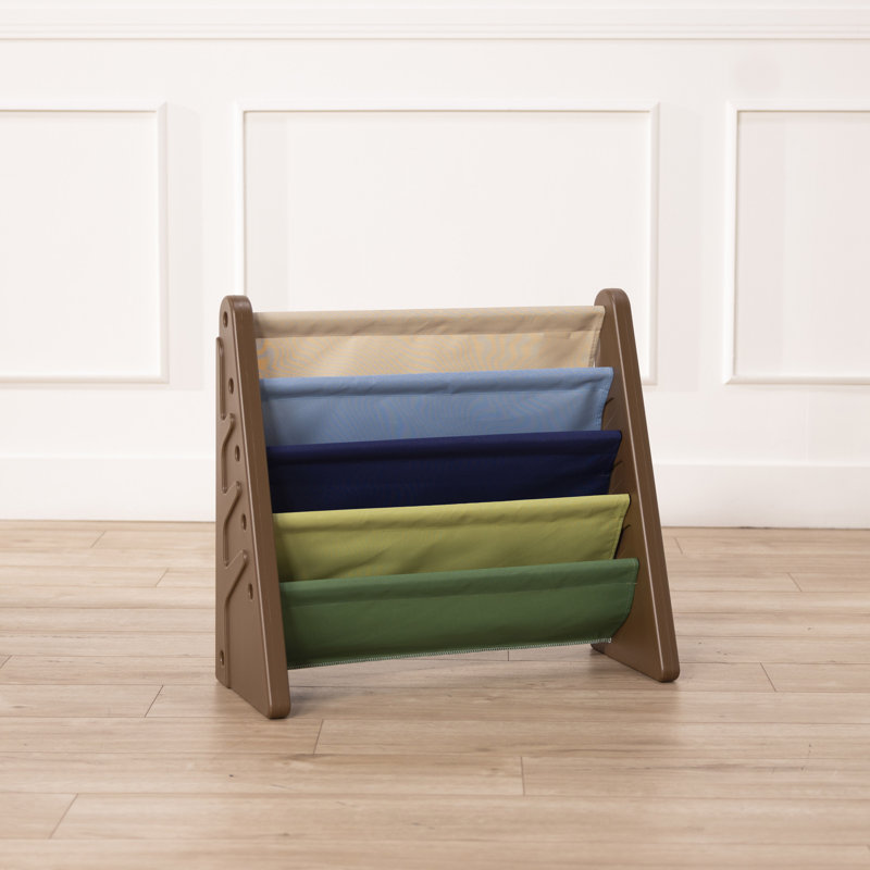 Earthtone 4-Shelf Kids Tree Book Display with Canvas Sleeves