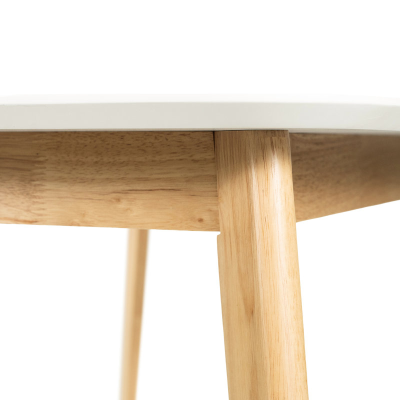 Table de salle à manger Mid-Century couleur chêne blanc, plateau en faux bois et pieds en bois d'hévéa, surface 59 po x 35,5 po 29,5 po
