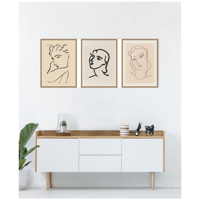 Profil de femme Henri Matisse, ensemble de 3 toiles encadrées par Nostalgia