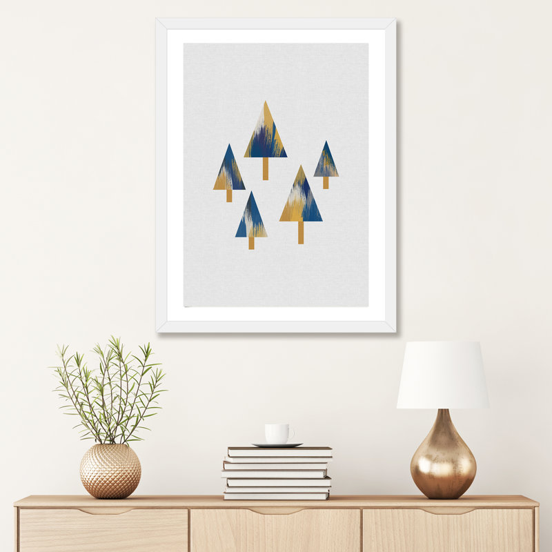 «Trees» par Orara - impression d'art graphique, Papier encadré blanc, H 32 po x l 24 po x P 1 po, Blanc