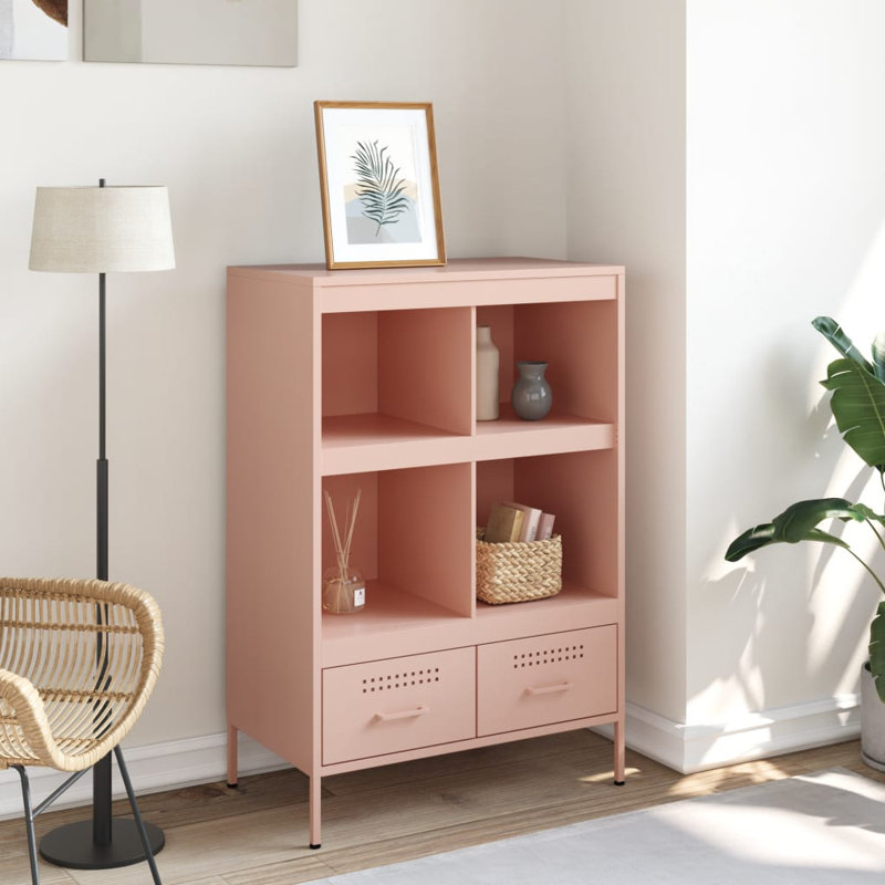Sharell 101.5cm H x 68cm W Steel Standard Bookcase, Pink
