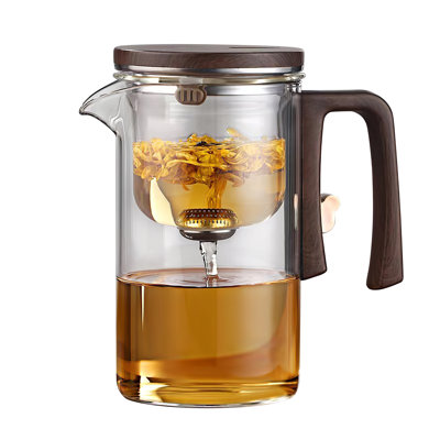 24 oz Press Control Glass Teapot with Tea Water Separation and Built-in Filter