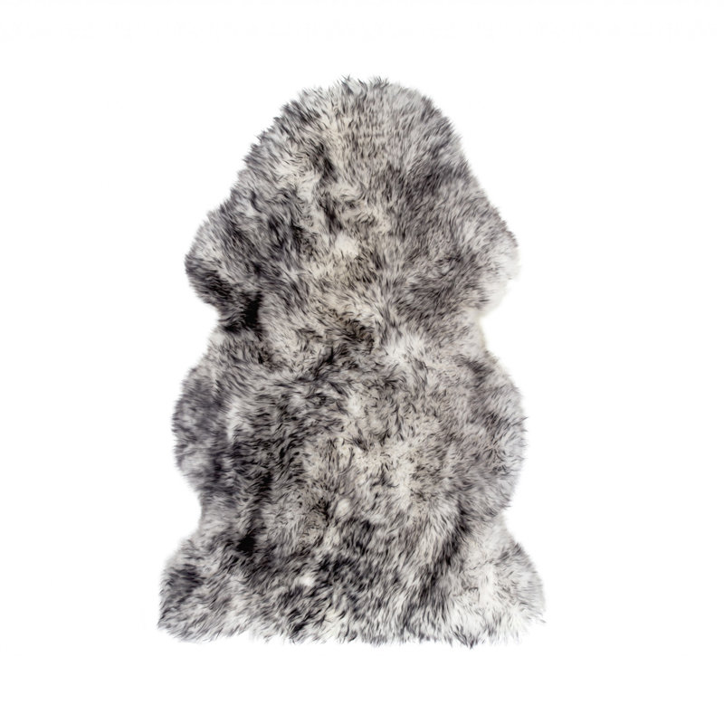 Gradient Gray Single Sheepskin - Area Rug, Novelty 2' x 3'