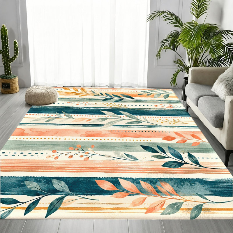 Tapis de style bohème à rayures Boho Watercolor, Rectangle 5 pi 3 po x 3 pi 3 po (160 x 100 cm)